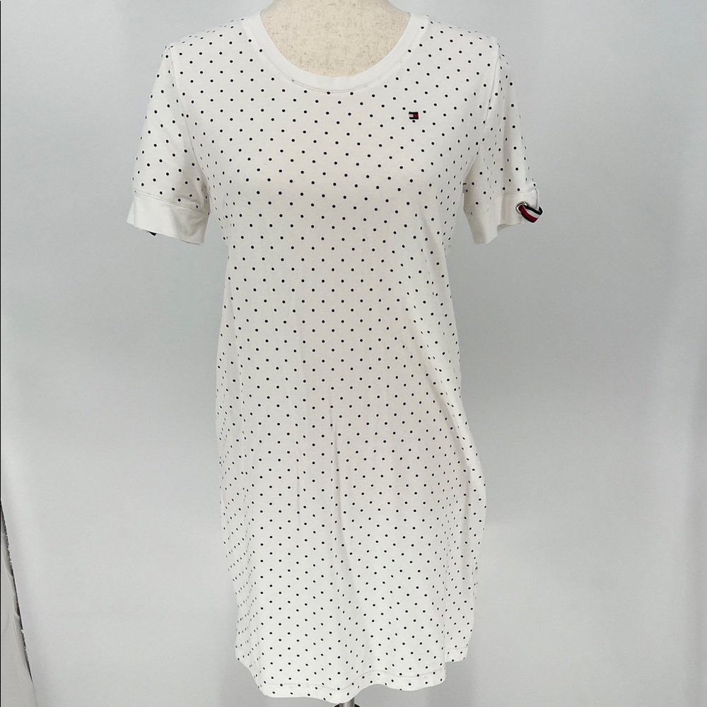 Tommy Hilfiger White Shirt Dress with Polka Dots Women’s Small